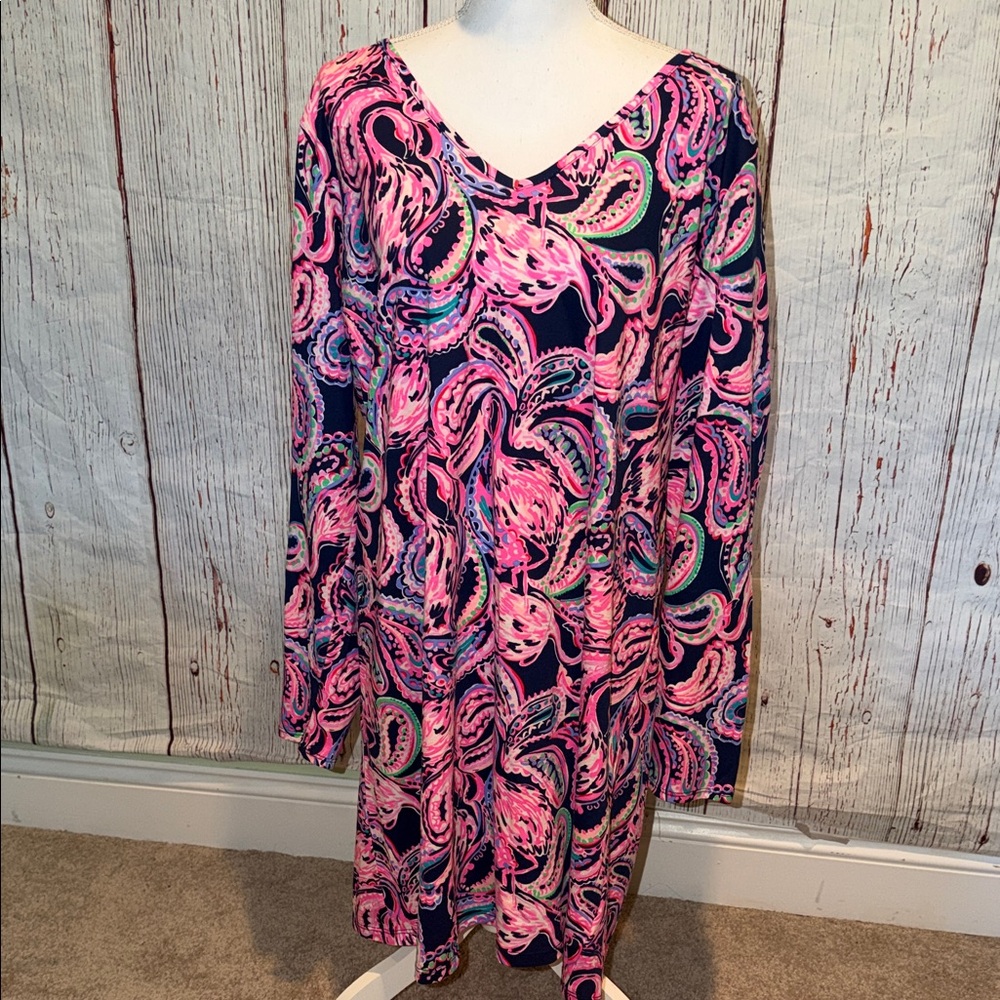 Lilly Pulitzer Pink and Navy Paisley Dress